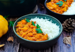 Curry de courge et lentilles corail / Tarte fine express