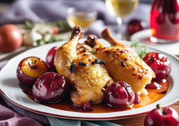 Poulet aux prunes / Moelleux aux myrtilles